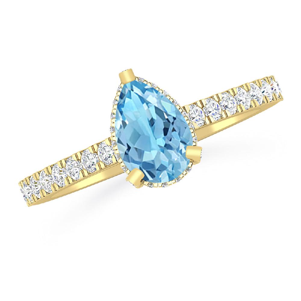 Yellow Gold - Blue Topaz