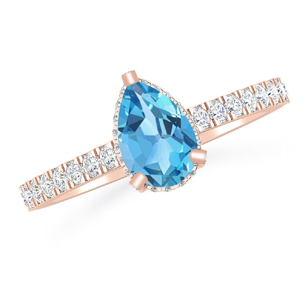 Rose Gold - Blue Topaz