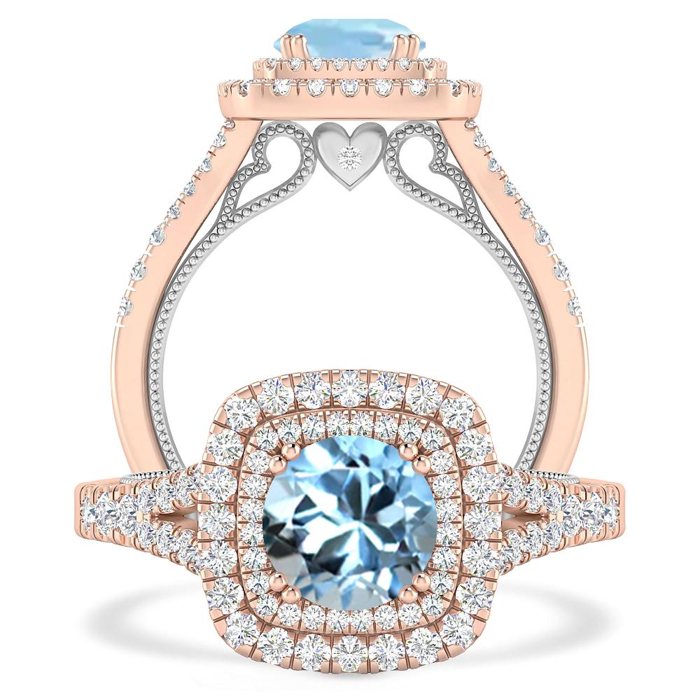 Rose Gold - Aquamarine