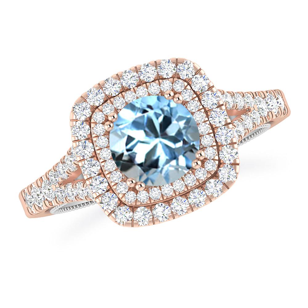 Rose Gold - Aquamarine