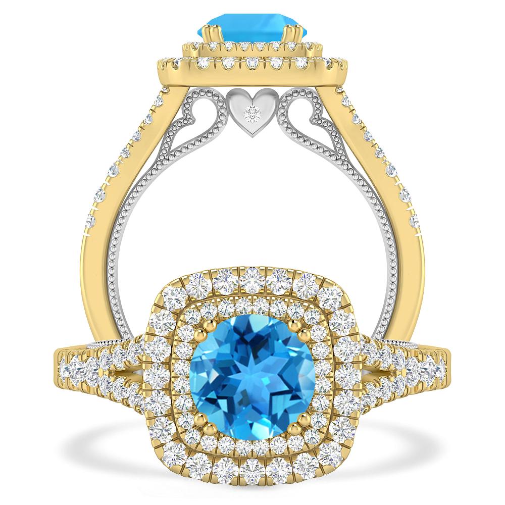 Yellow Gold - Blue Topaz