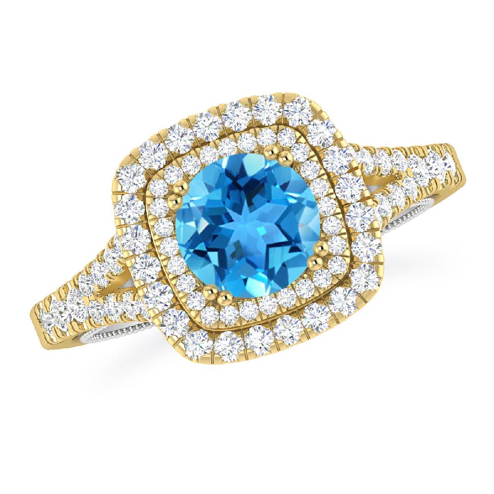 Yellow Gold - Blue Topaz