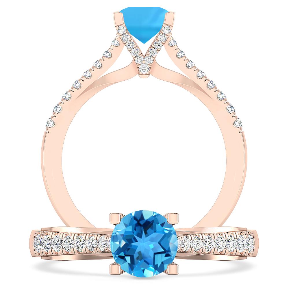 Rose Gold - Blue Topaz