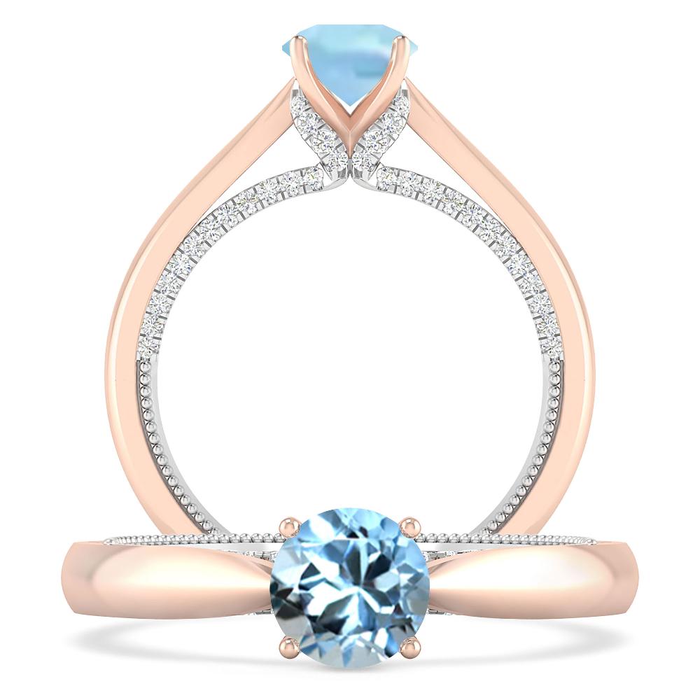 Rose Gold/White Gold - Aquamarine
