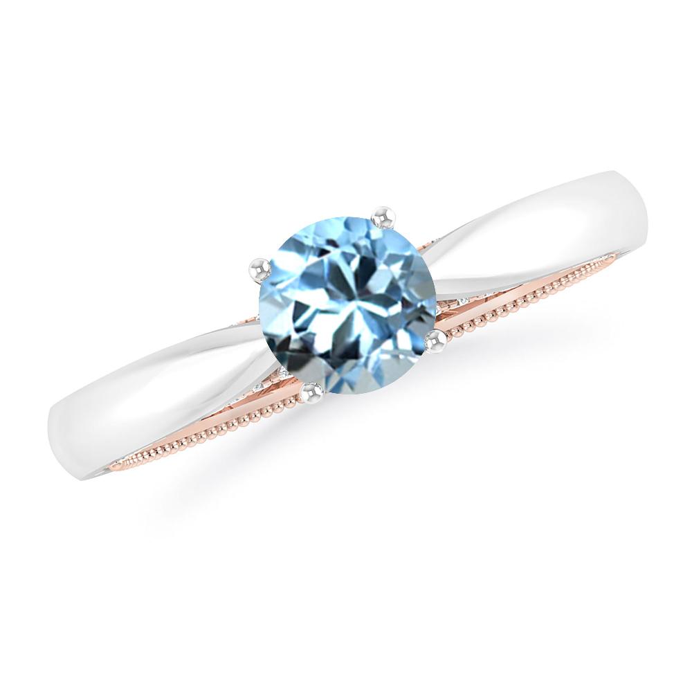 White Gold/Rose Gold - Aquamarine