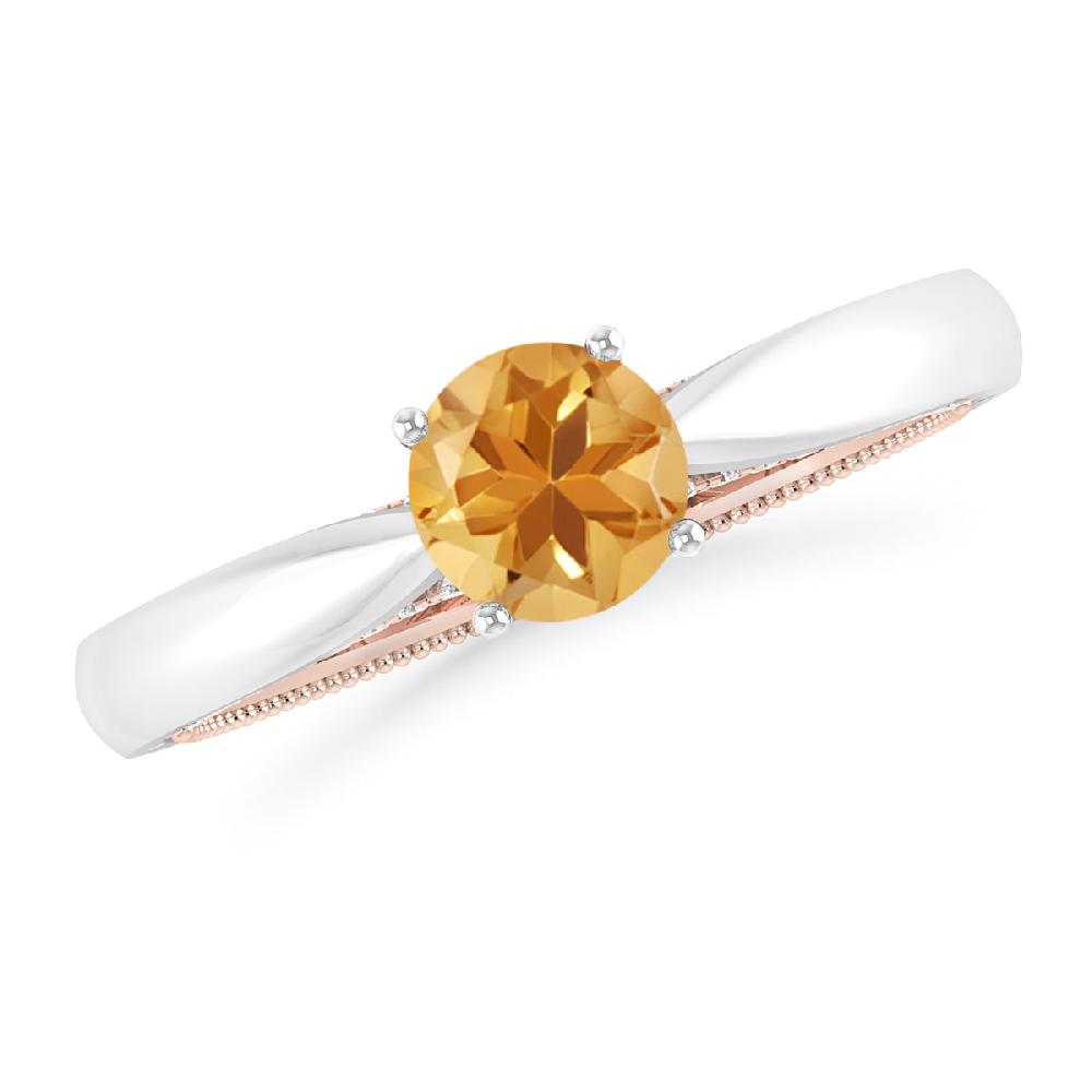 White Gold/Rose Gold - Citrine