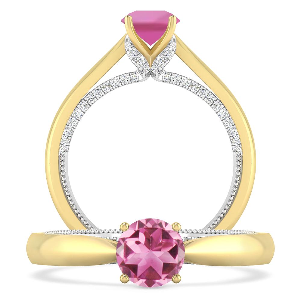 Yellow Gold/White Gold - Pink Tourmaline