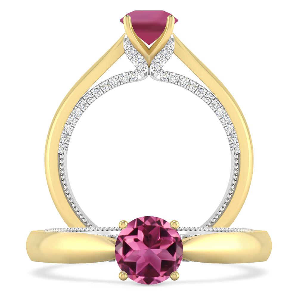 Yellow Gold/White Gold - Pink Tourmaline