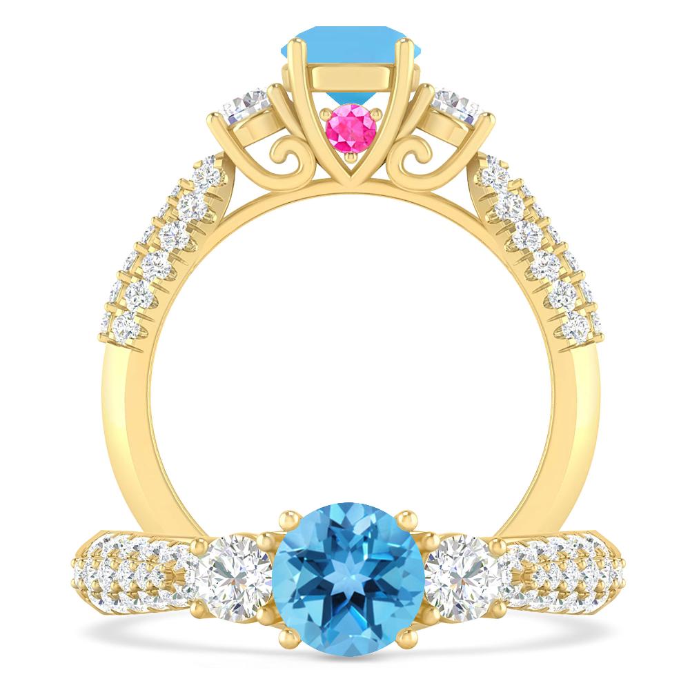 Yellow Gold - Blue Topaz