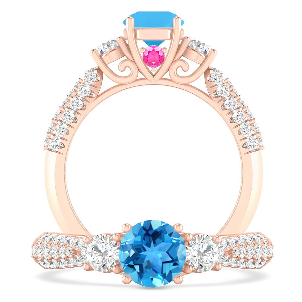 Rose Gold - Blue Topaz