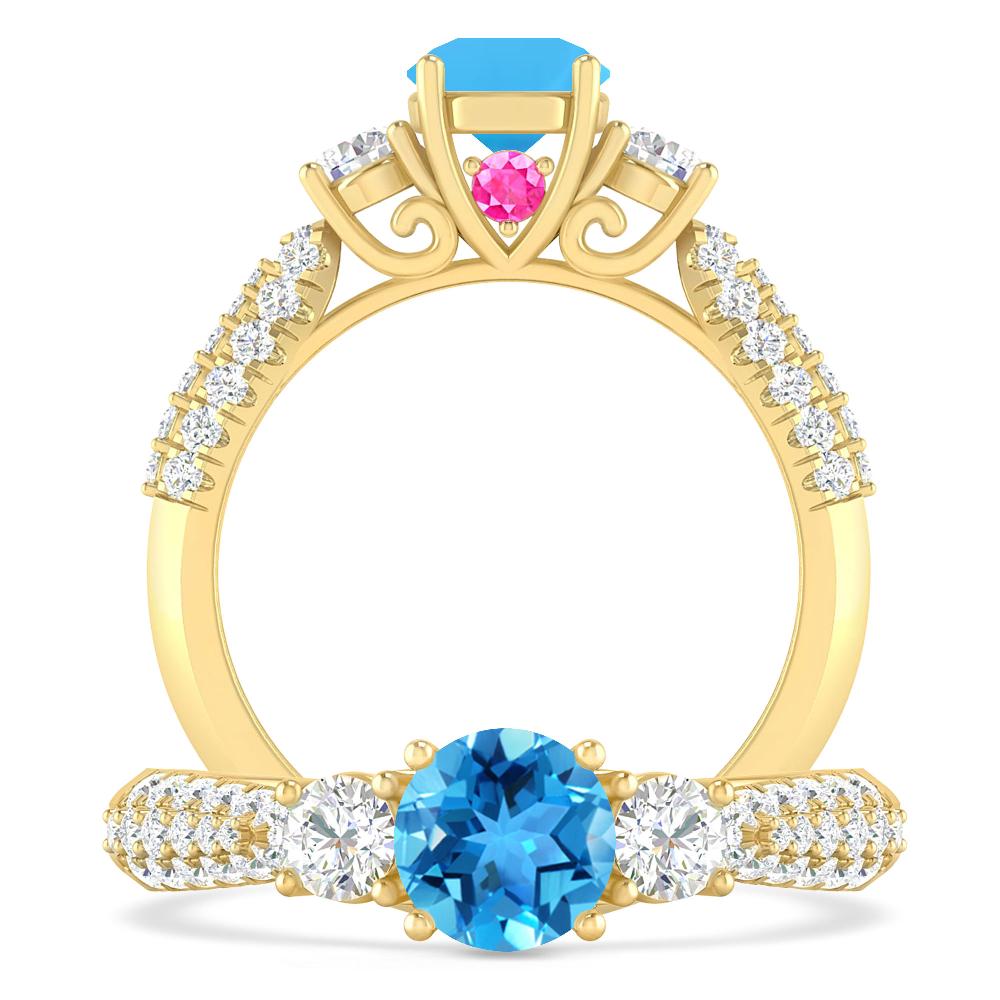 Yellow Gold - Blue Topaz