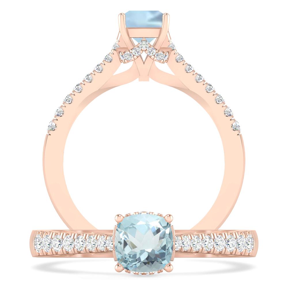 Rose Gold - Aquamarine