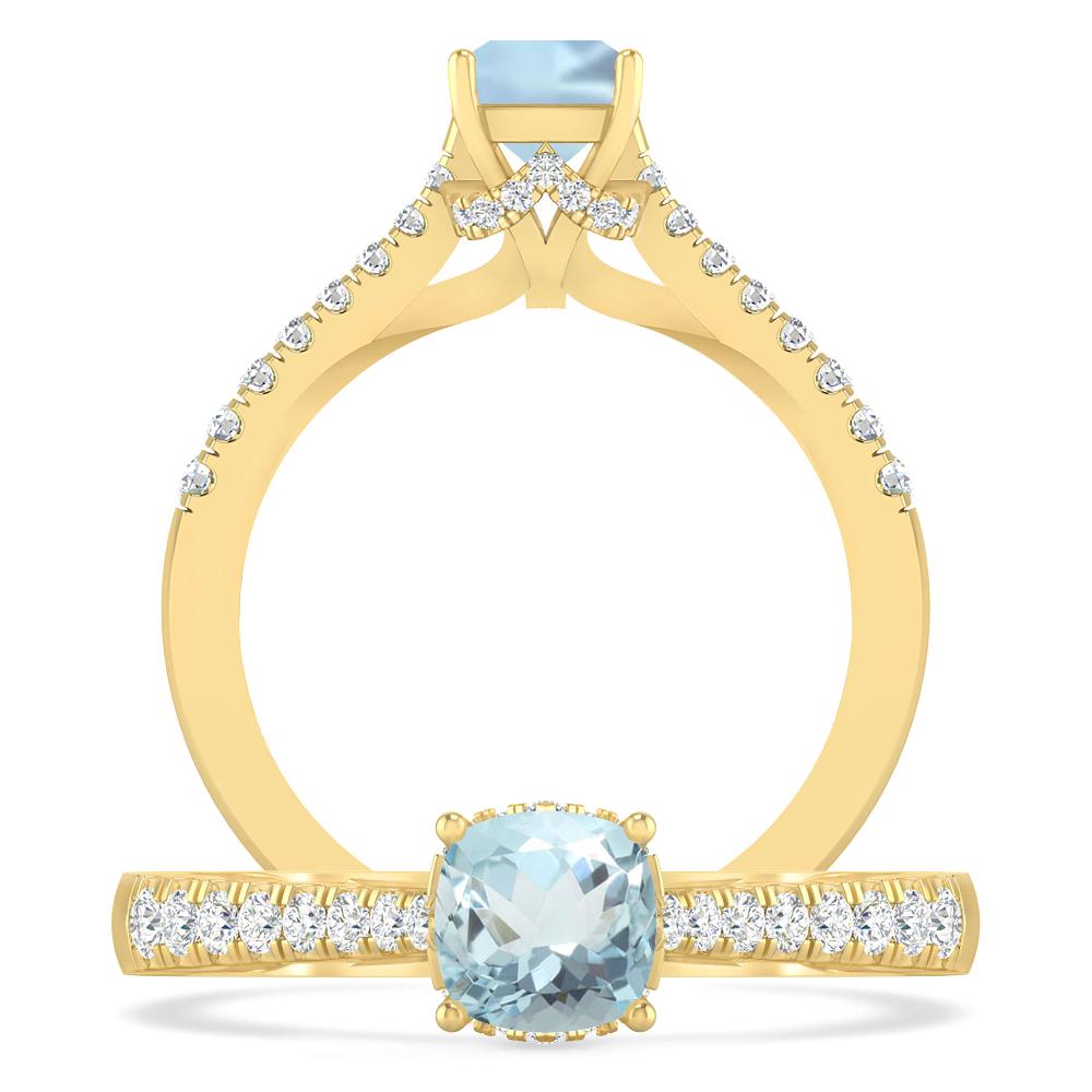 Yellow Gold - Aquamarine