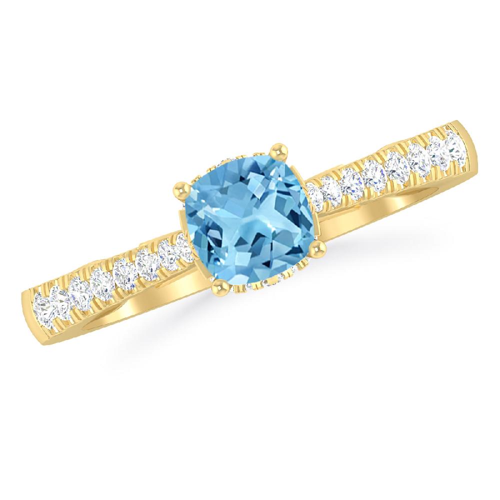 Yellow Gold - Blue Topaz