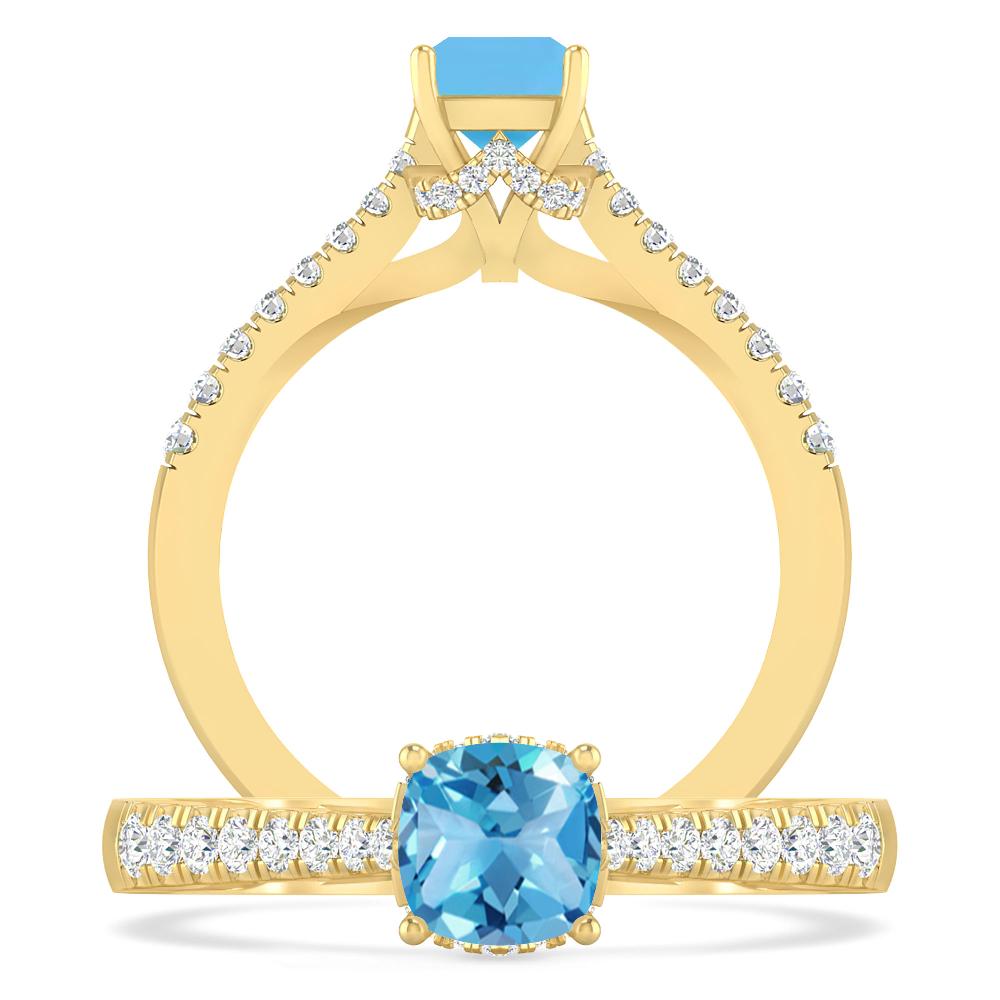 Yellow Gold - Blue Topaz