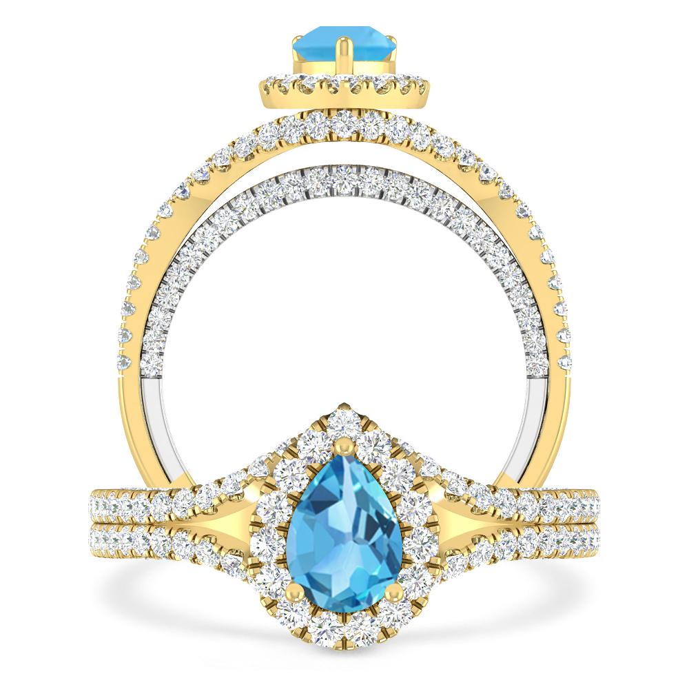 Yellow Gold - Blue Topaz
