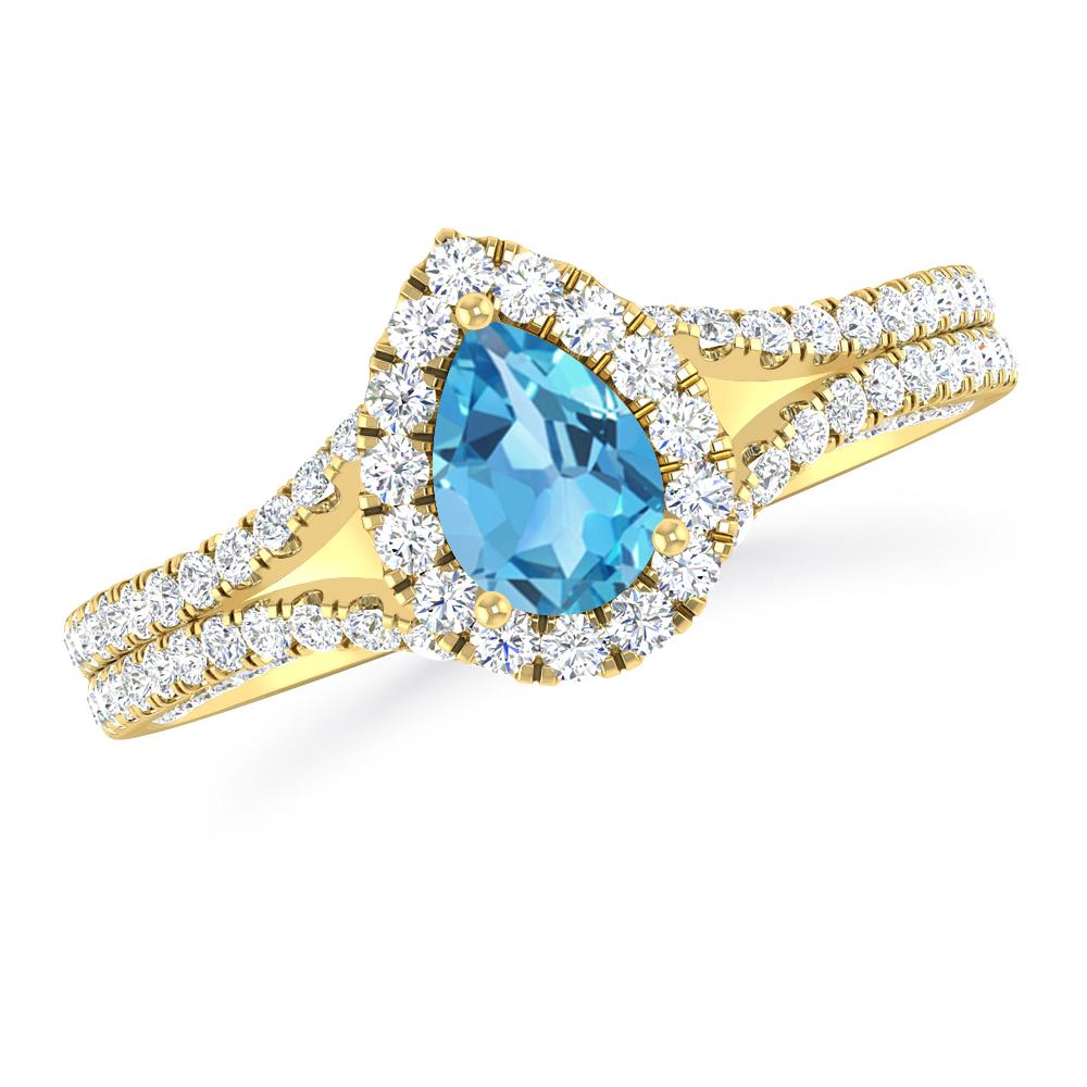 Yellow Gold - Blue Topaz