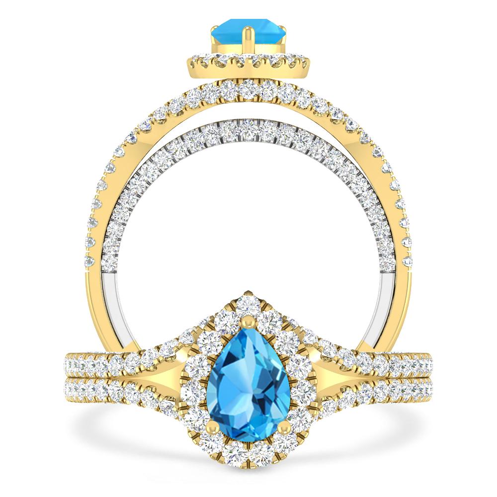 Yellow Gold - Blue Topaz