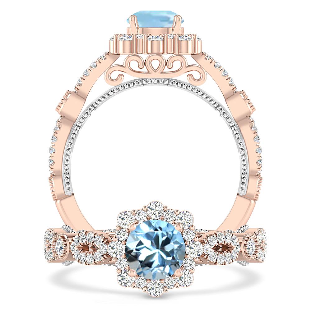 Rose Gold - Aquamarine