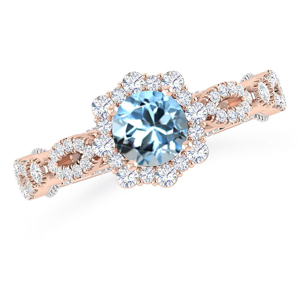 Rose Gold - Aquamarine