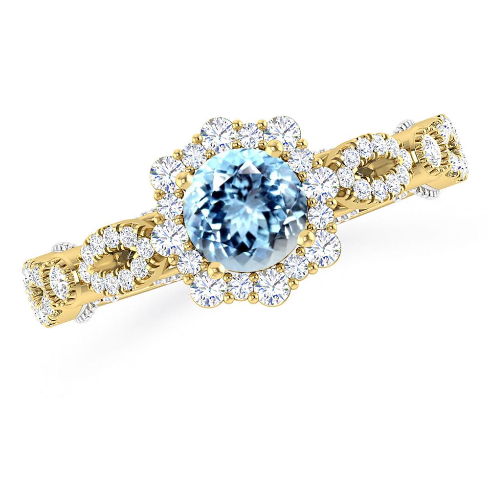 Yellow Gold - Aquamarine