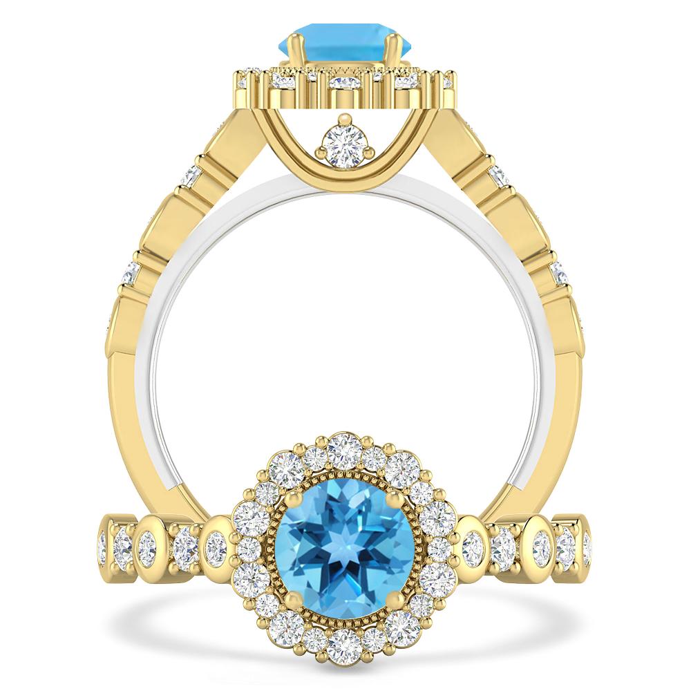 Yellow Gold - Blue Topaz