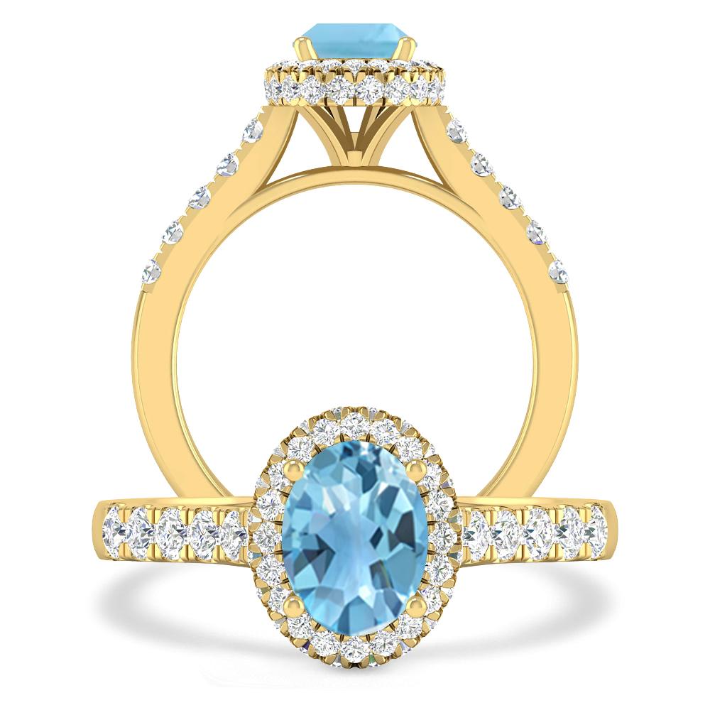 Yellow Gold - Blue Topaz