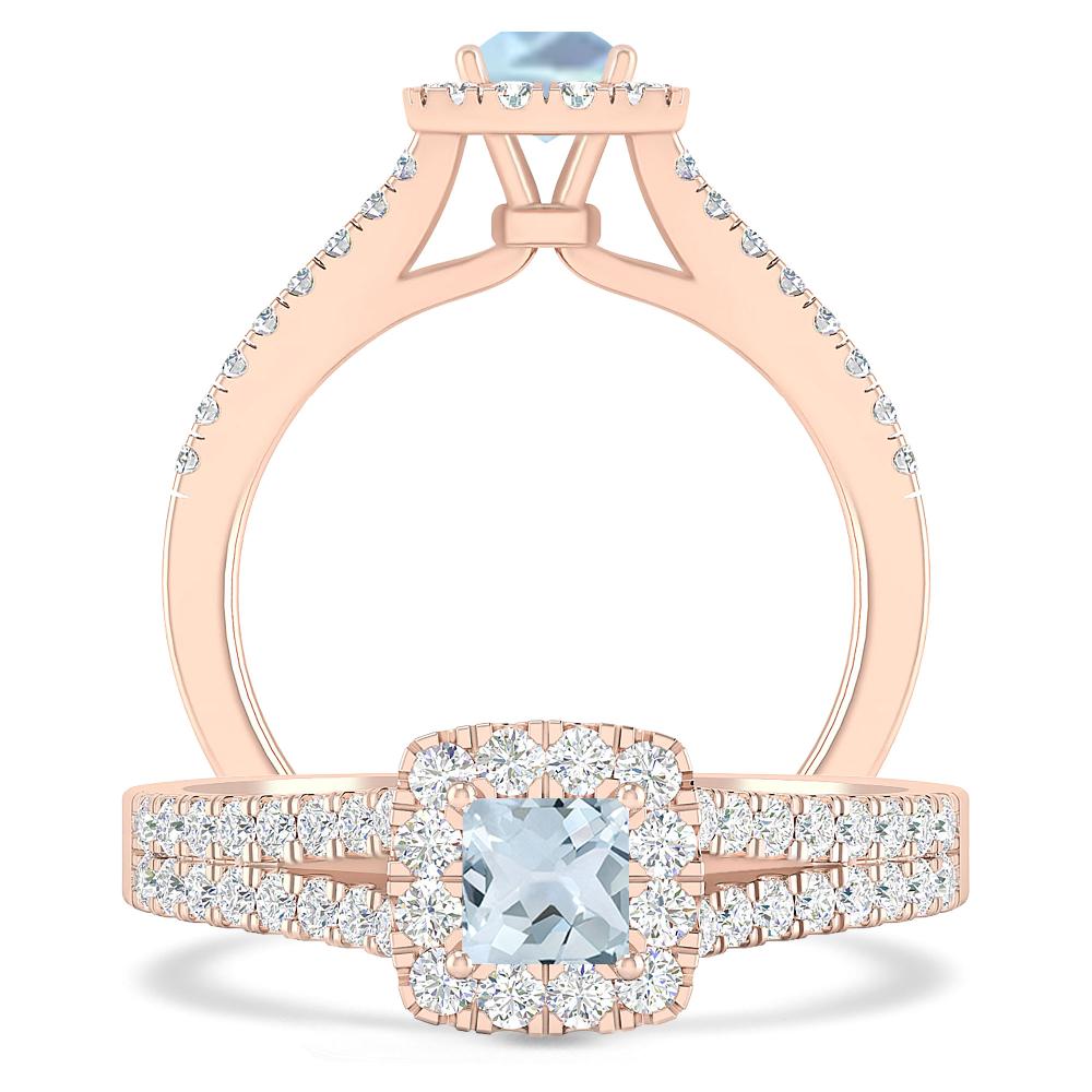 Rose Gold - Aquamarine
