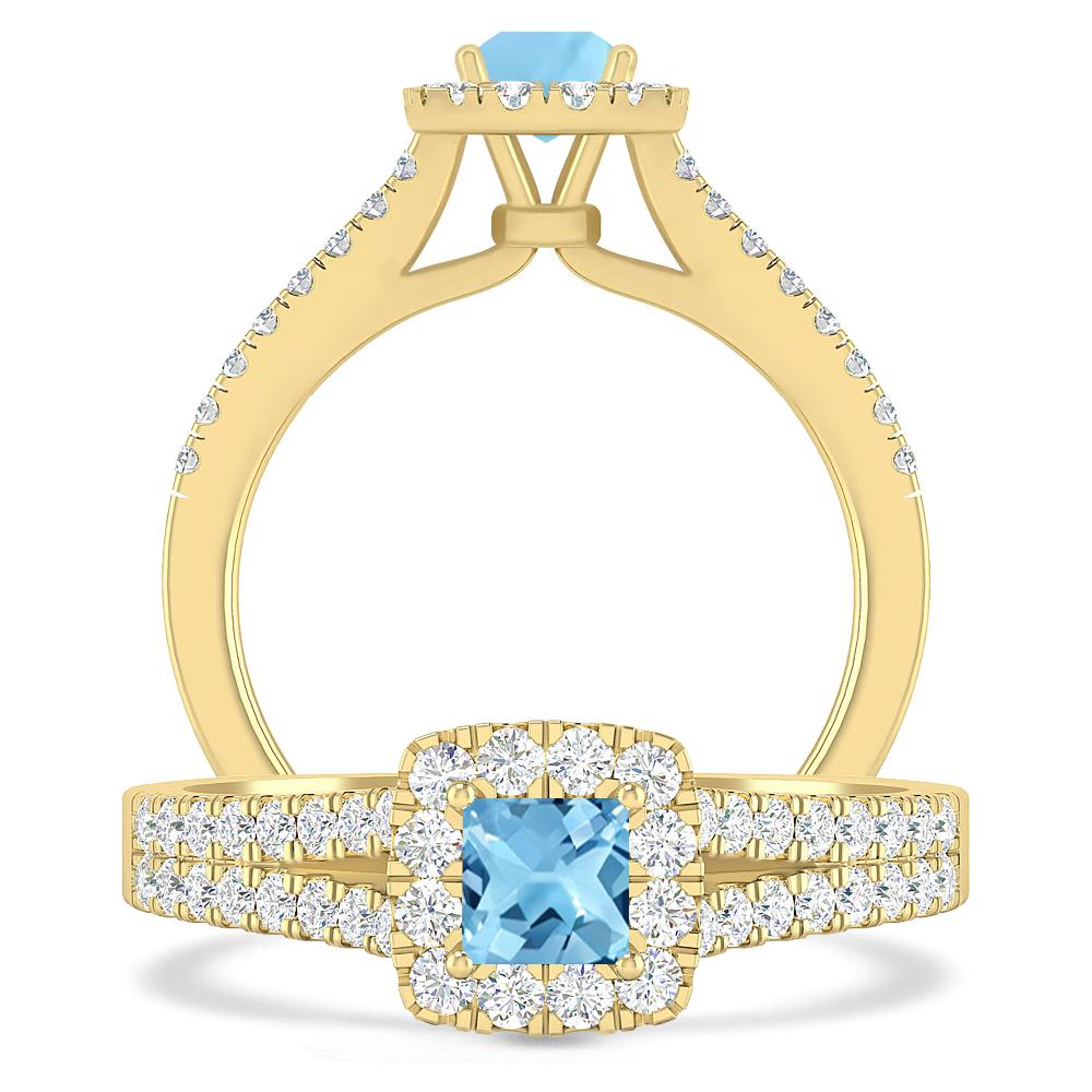 Yellow Gold - Blue Topaz