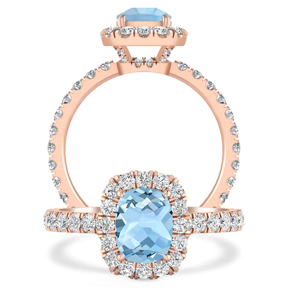 Rose Gold - Aquamarine