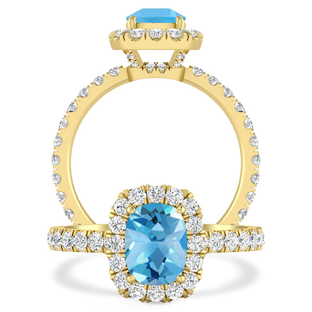 Yellow Gold - Blue Topaz