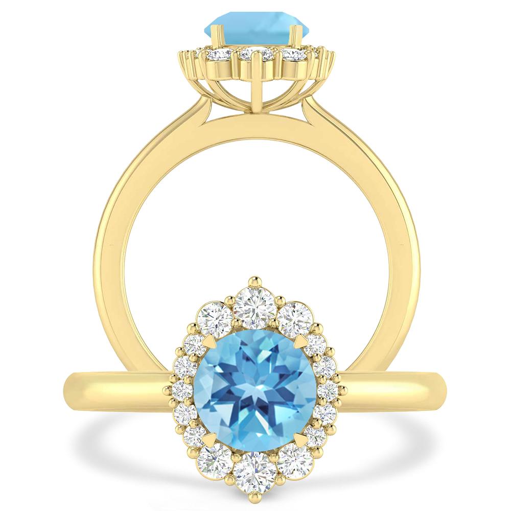 Yellow Gold - Blue Topaz