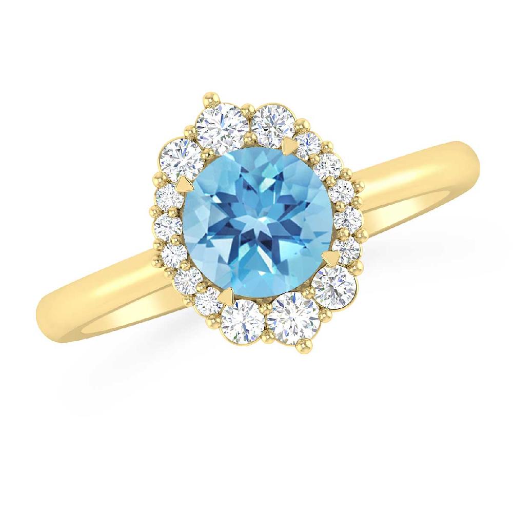 Yellow Gold - Blue Topaz