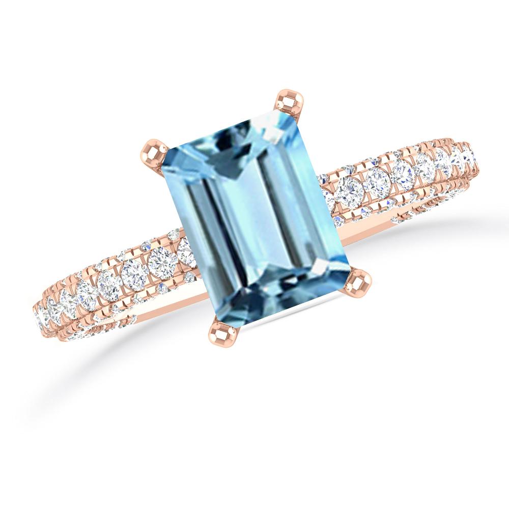 Rose Gold - Aquamarine