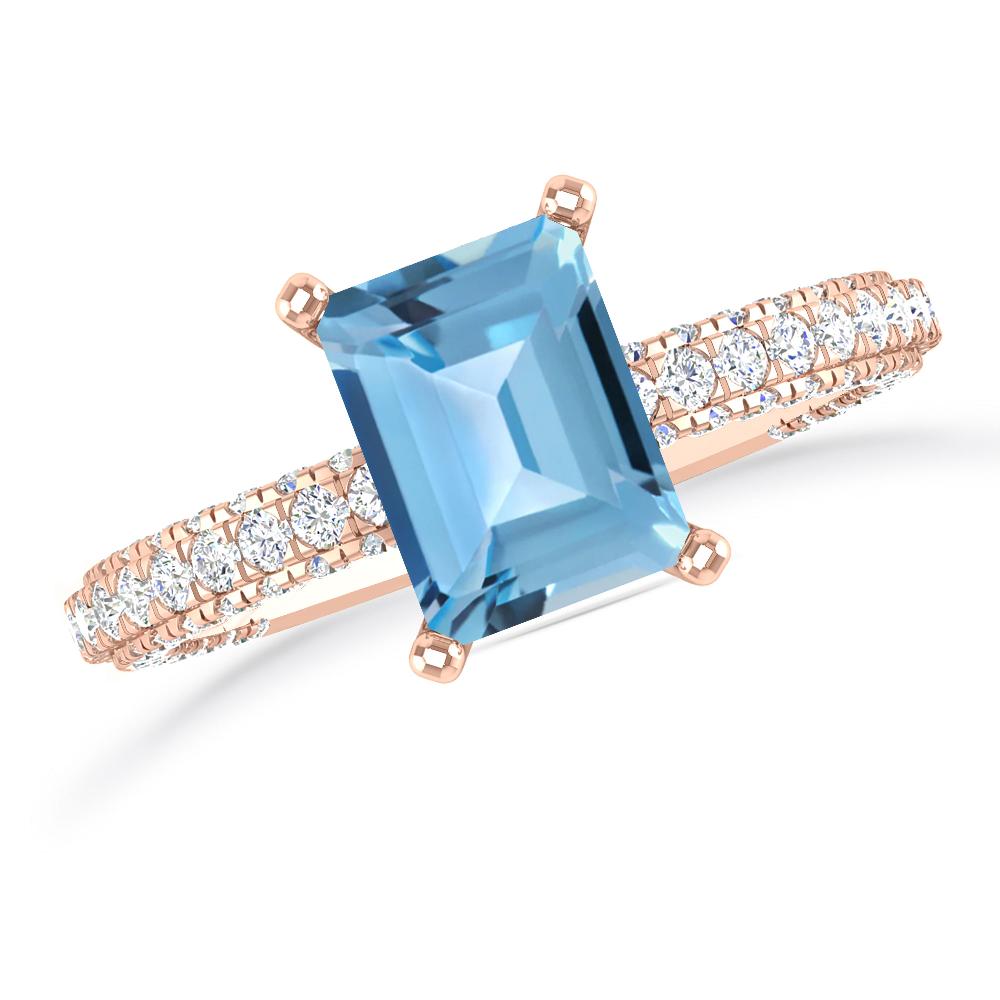 Rose Gold - Blue Topaz