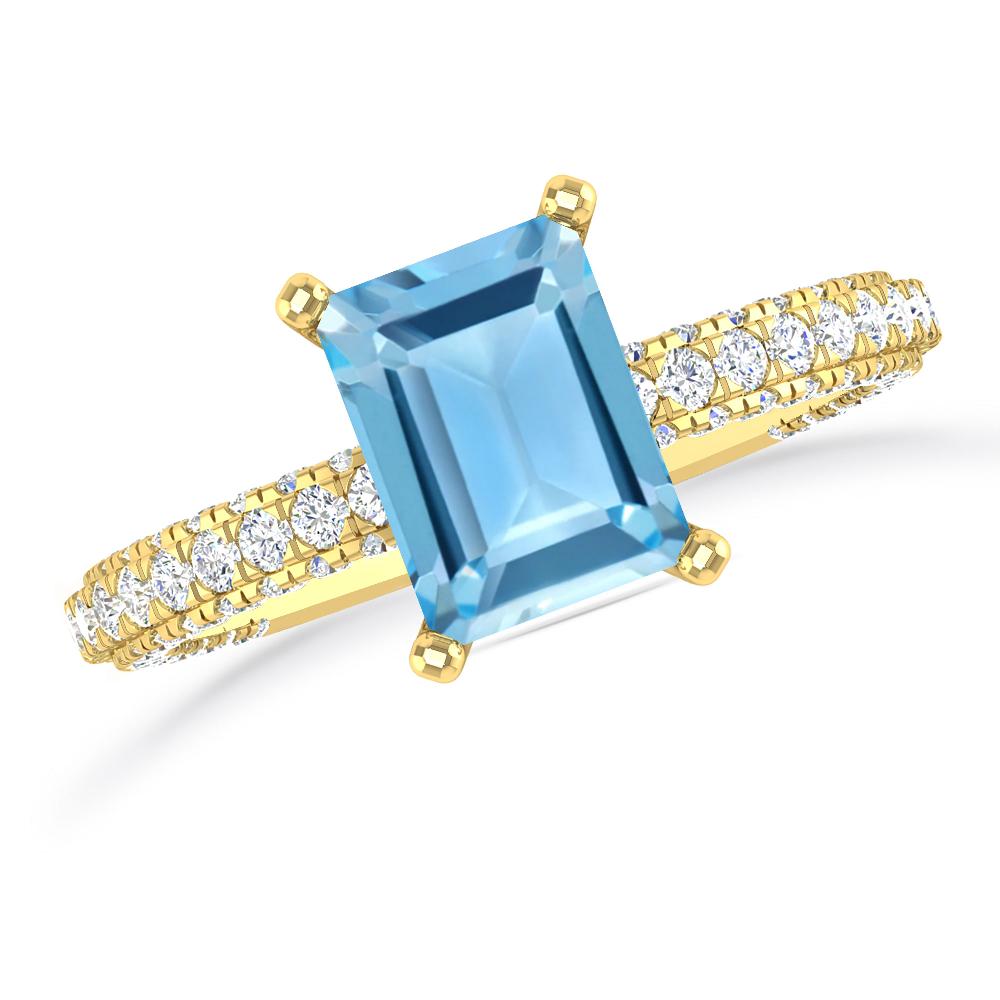 Yellow Gold - Blue Topaz