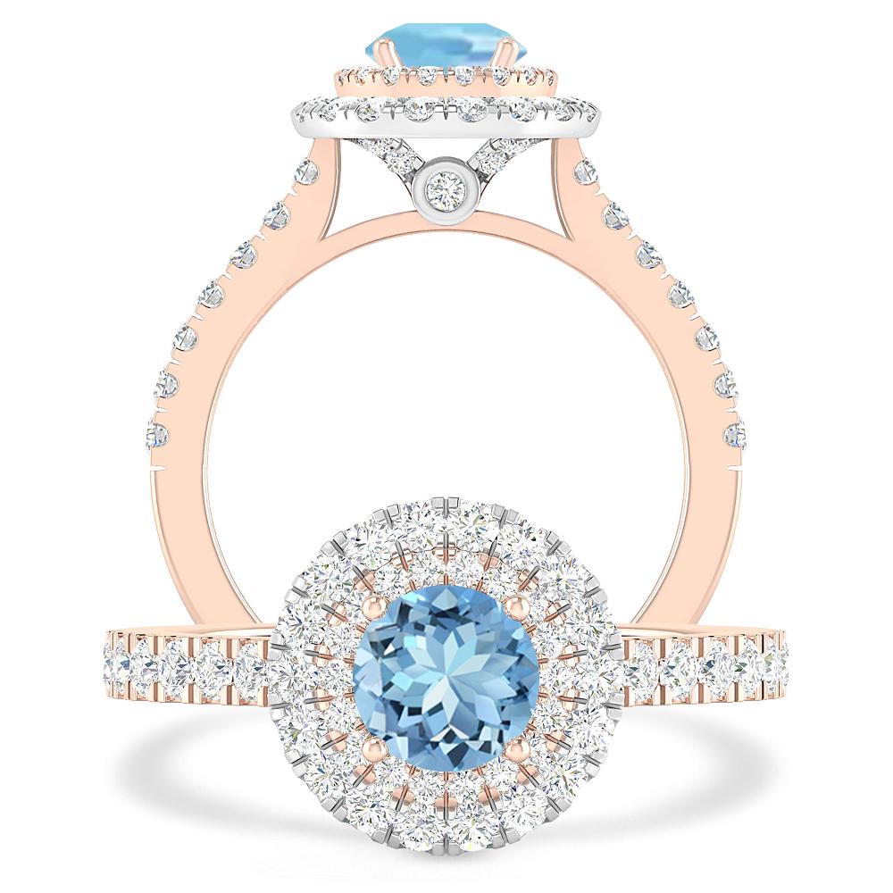 Rose Gold - Aquamarine
