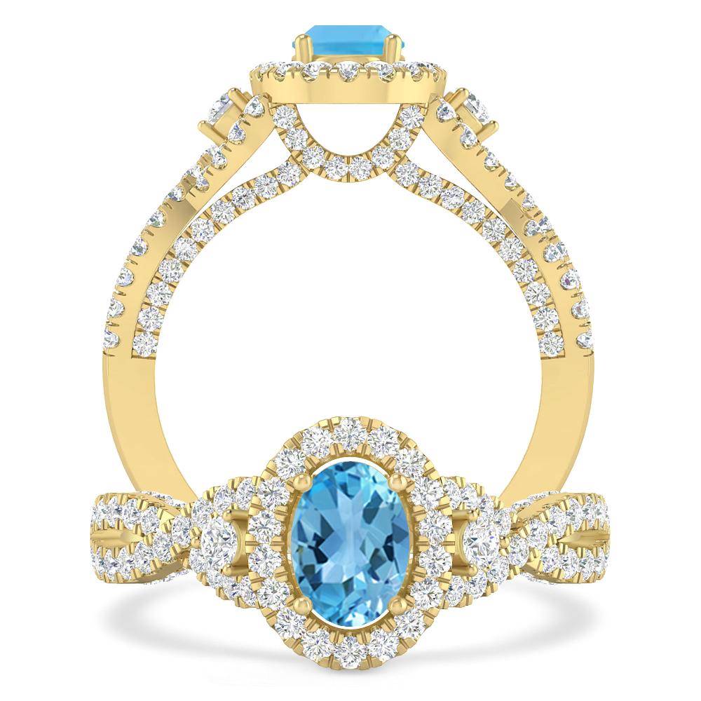 Yellow Gold - Blue Topaz