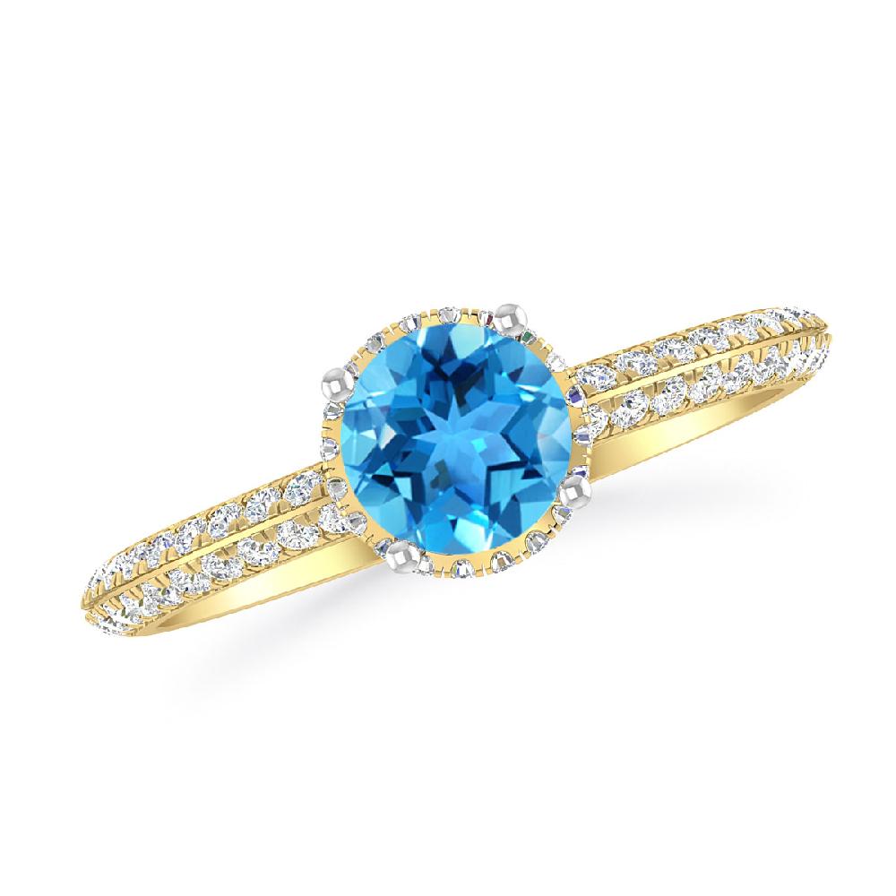 Yellow Gold - Blue Topaz