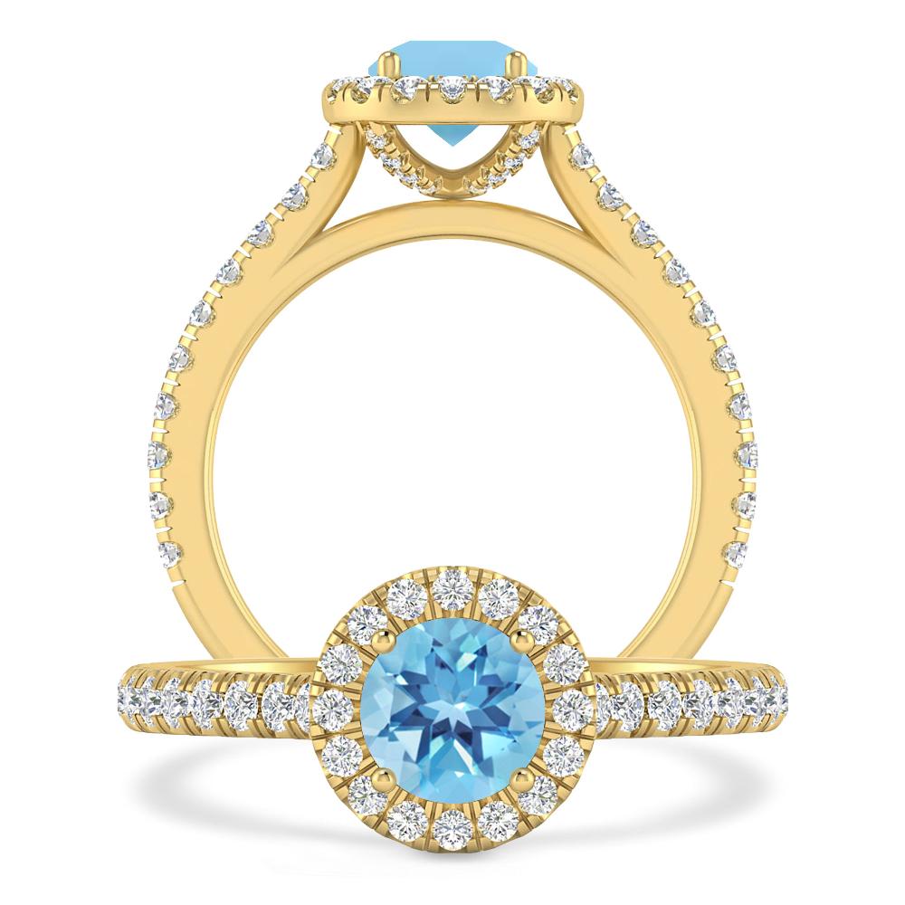 Yellow Gold - Blue Topaz