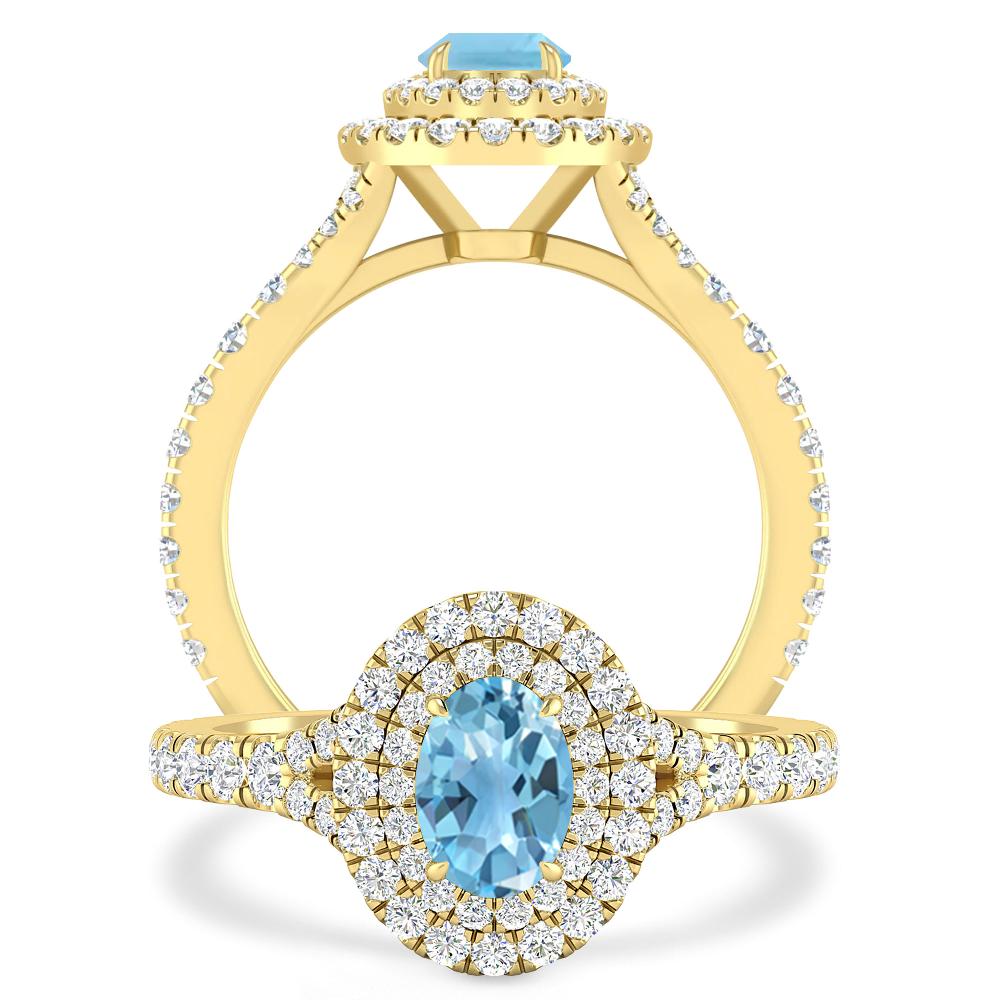 Yellow Gold - Blue Topaz