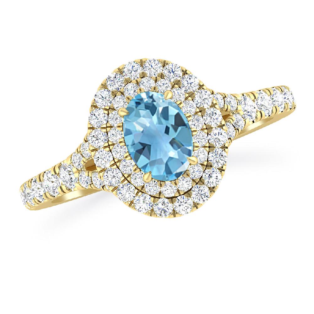 Yellow Gold - Blue Topaz