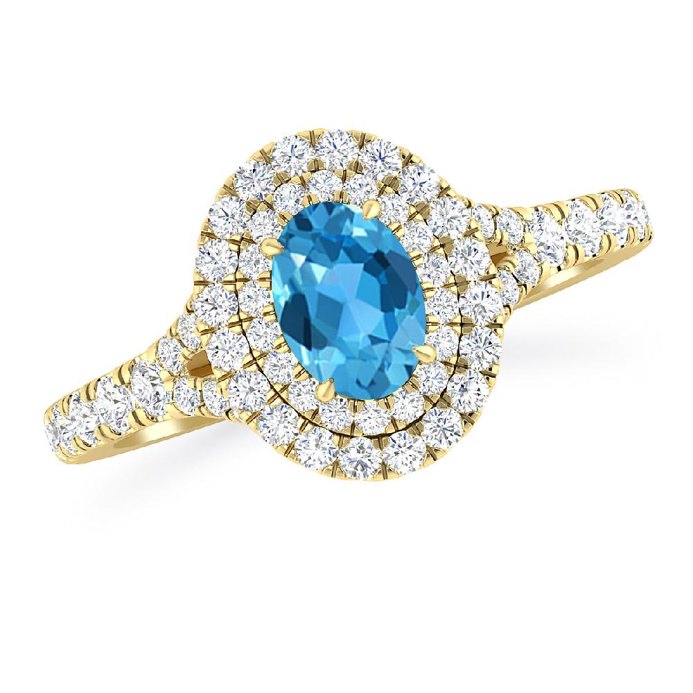 Yellow Gold - Blue Topaz