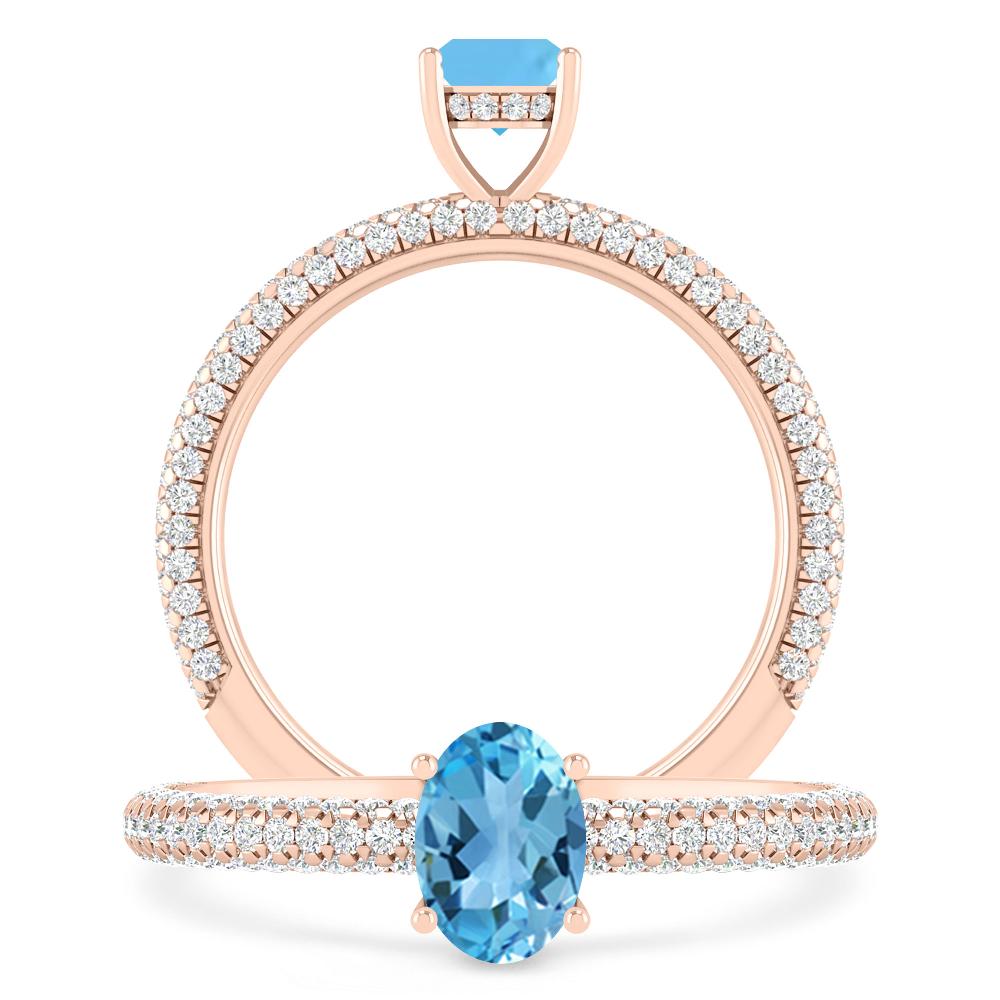 Rose Gold - Blue Topaz