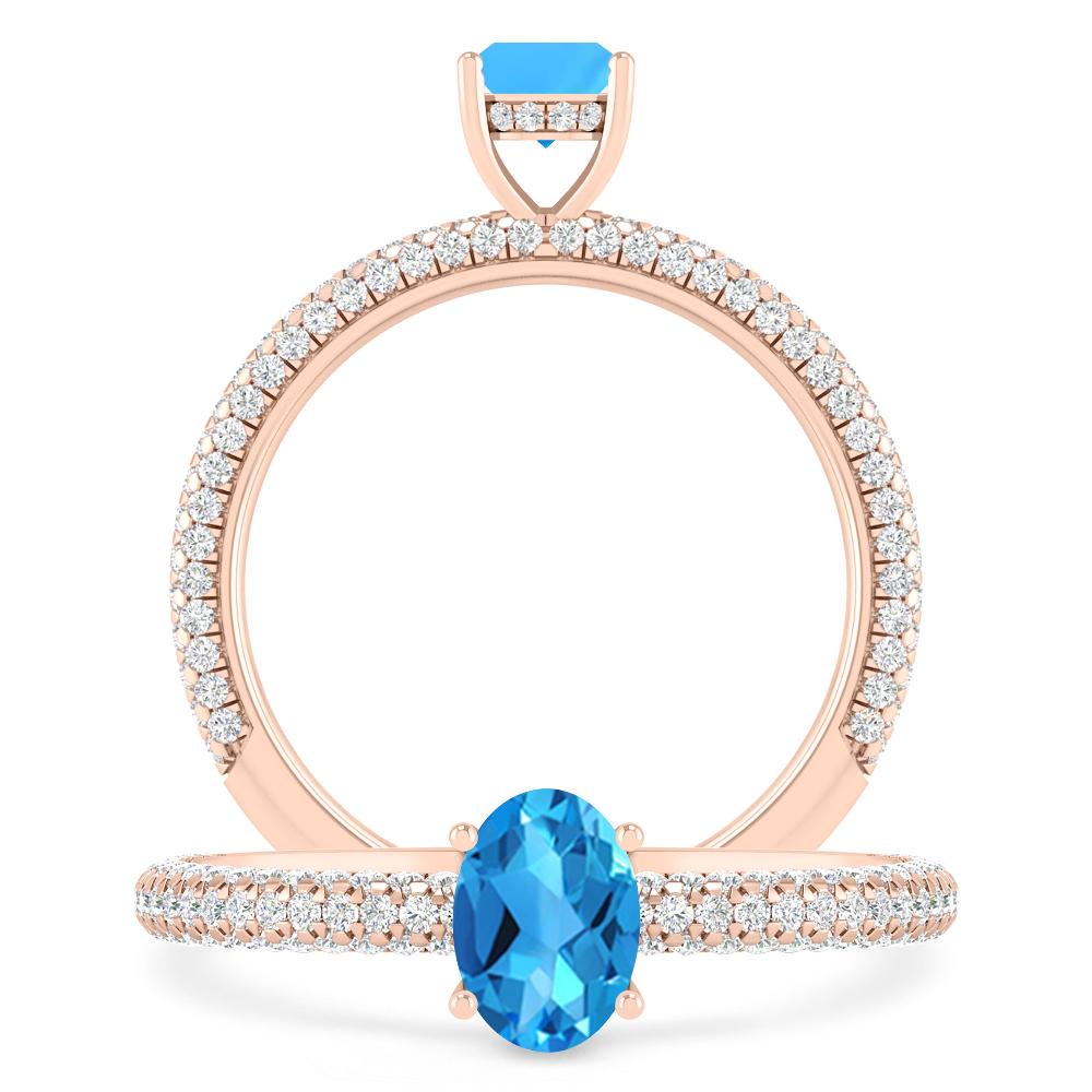 Rose Gold - Blue Topaz