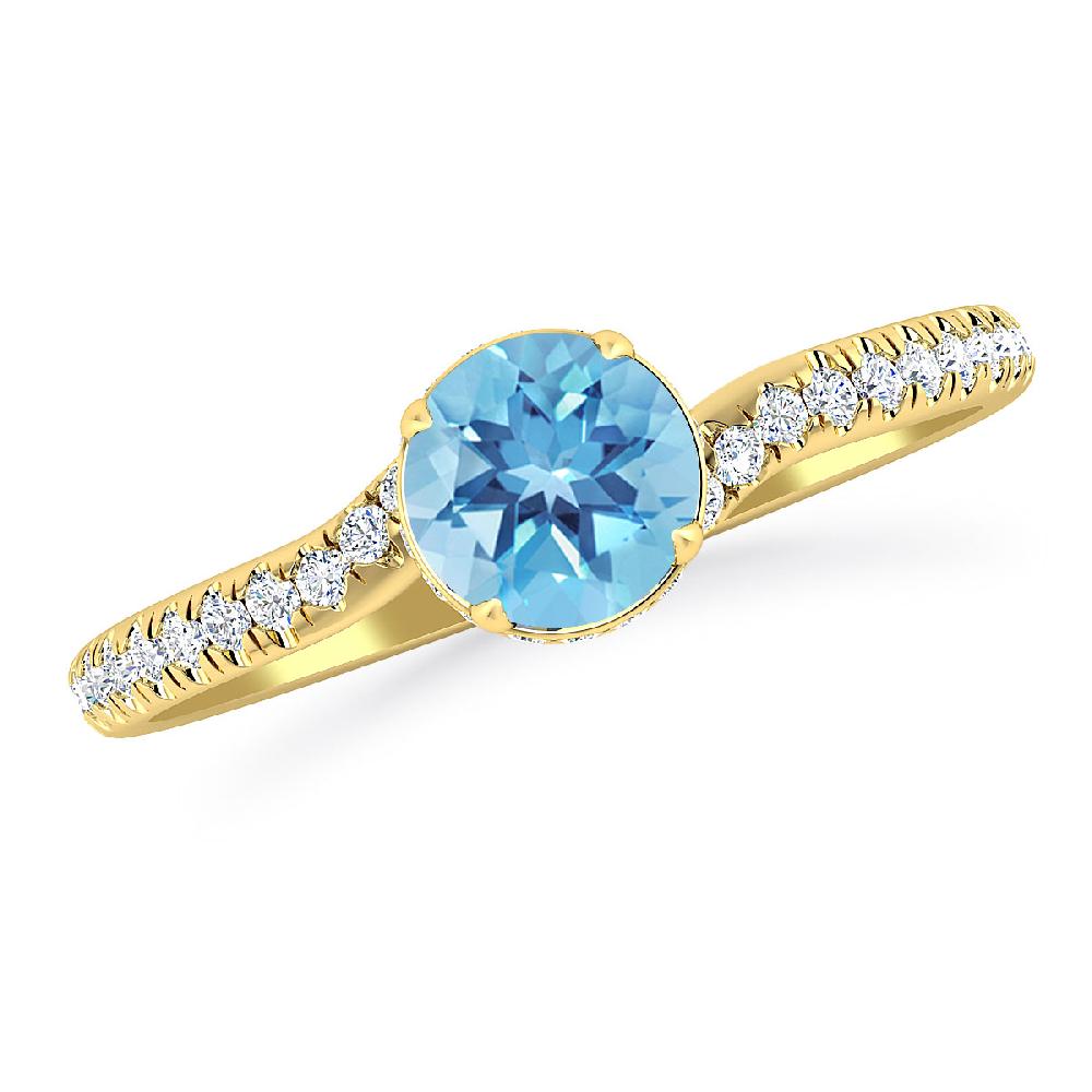 Yellow Gold - Blue Topaz