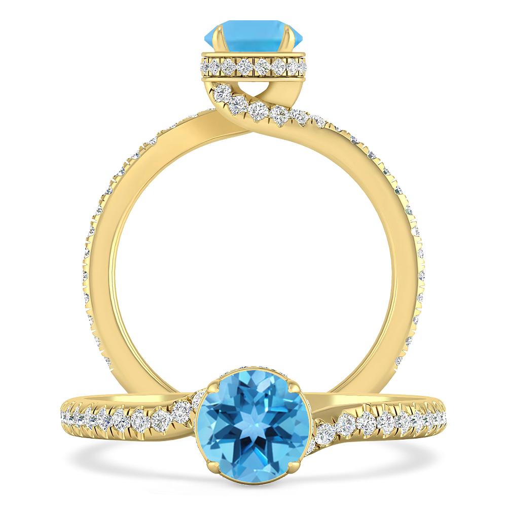 Yellow Gold - Blue Topaz