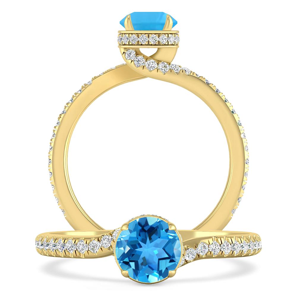 Yellow Gold - Blue Topaz