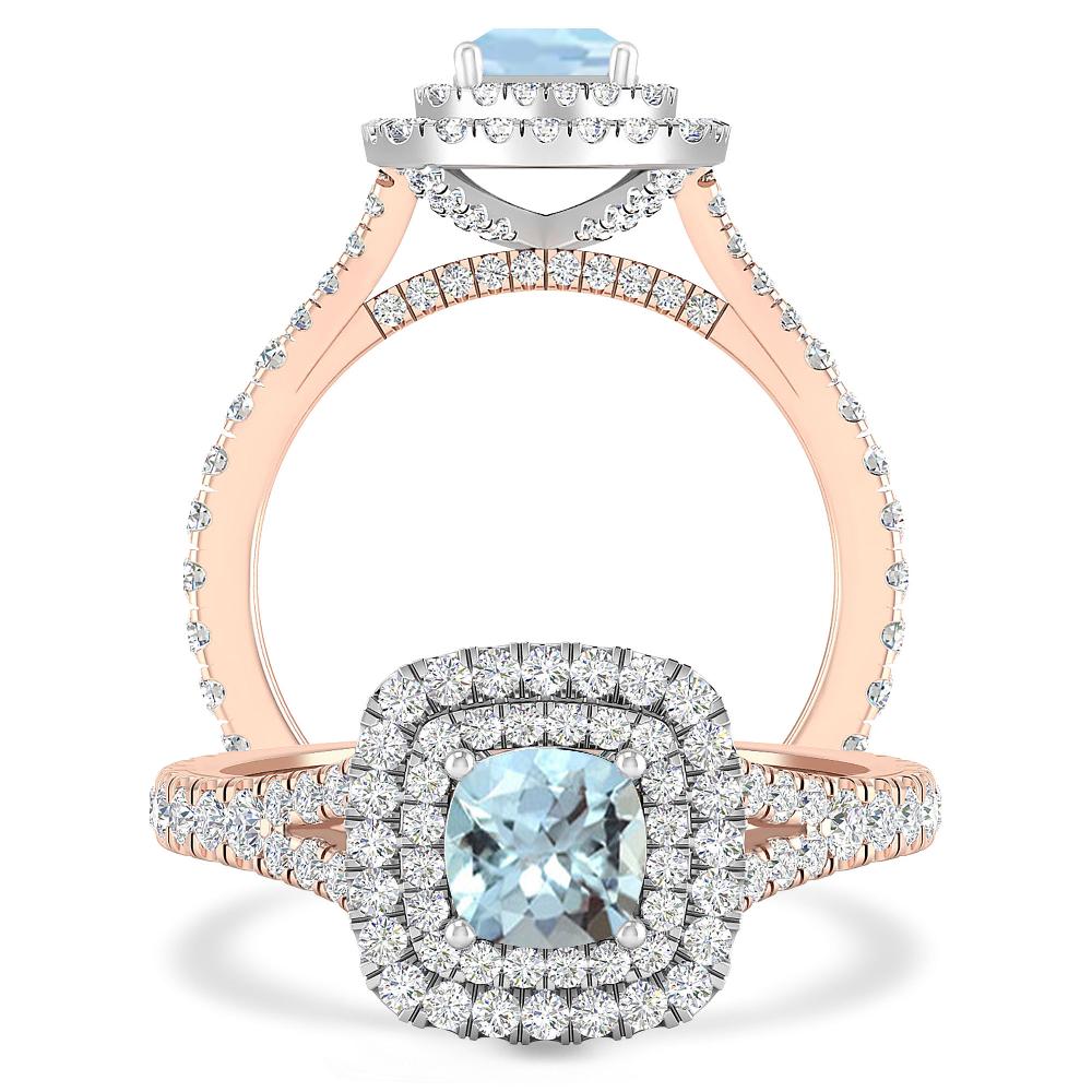 Rose Gold/White Gold - Aquamarine
