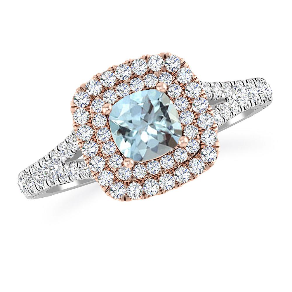 Rose Gold/White Gold - Aquamarine